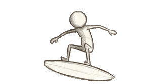 Sketch of a surfer catching air off the lip of a wave