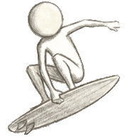 Sketch of a surfer spinning a trick mid-air